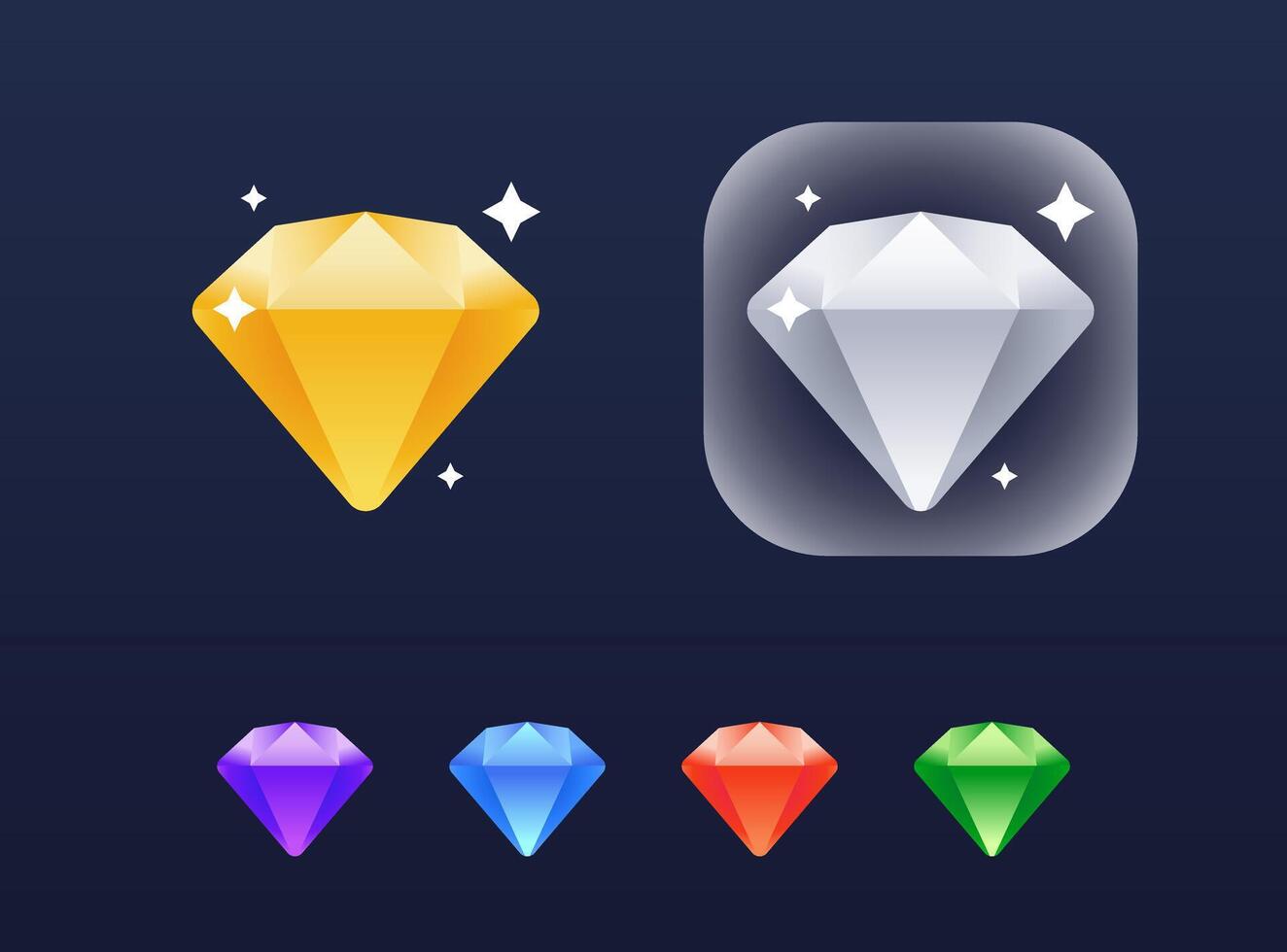 Diamonds ans Gem icons illustration collection vector