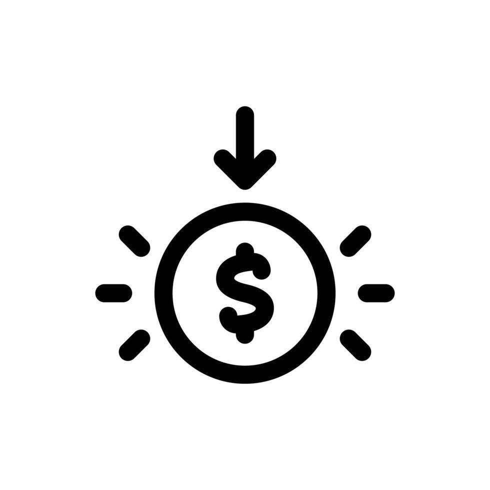 Simple Revenue Decrease line icon isolated on a white background vector