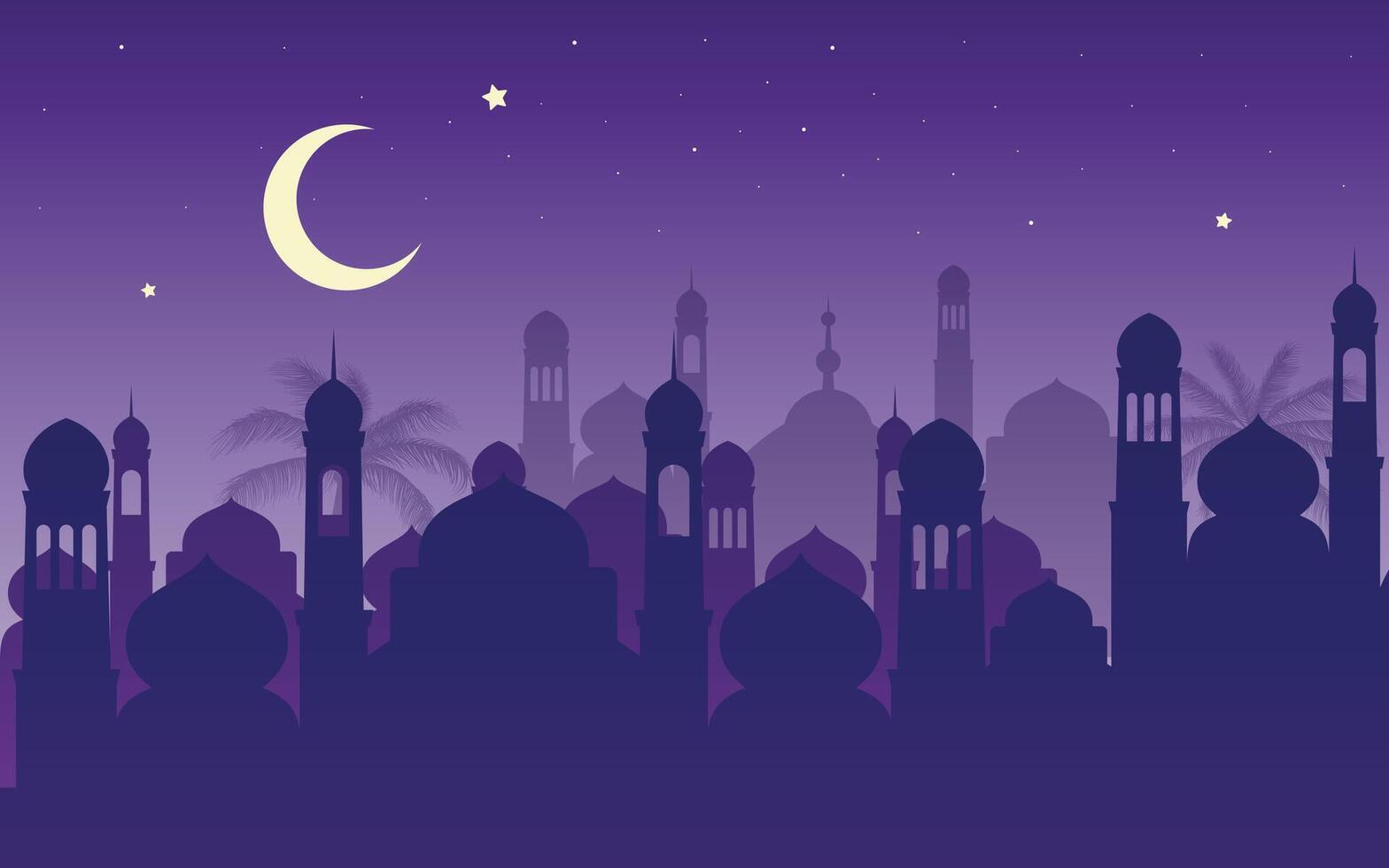 Ramadan Kareem, silhouette mosque islamic banner template vector