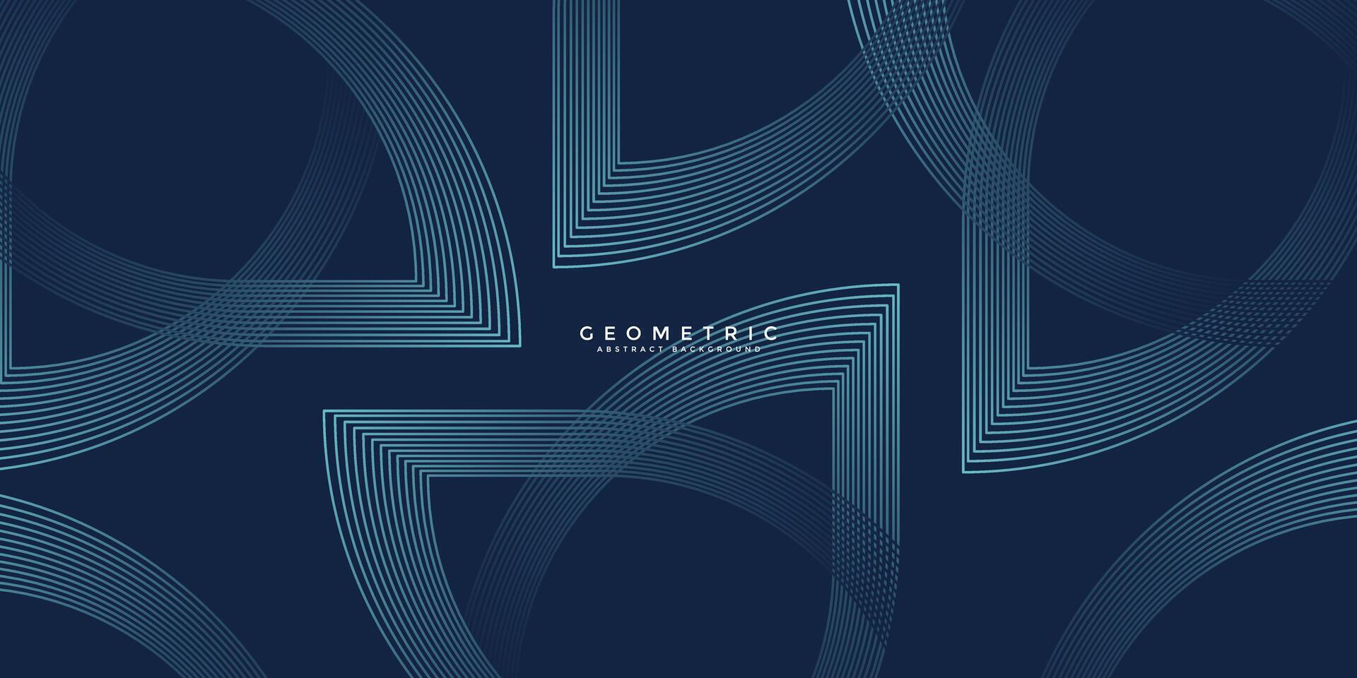 Dark blue abstract background with glowing geometric lines. Modern shiny blue rounded square lines pattern. Elegant graphic design. Futuristic technology concept. illustration vector