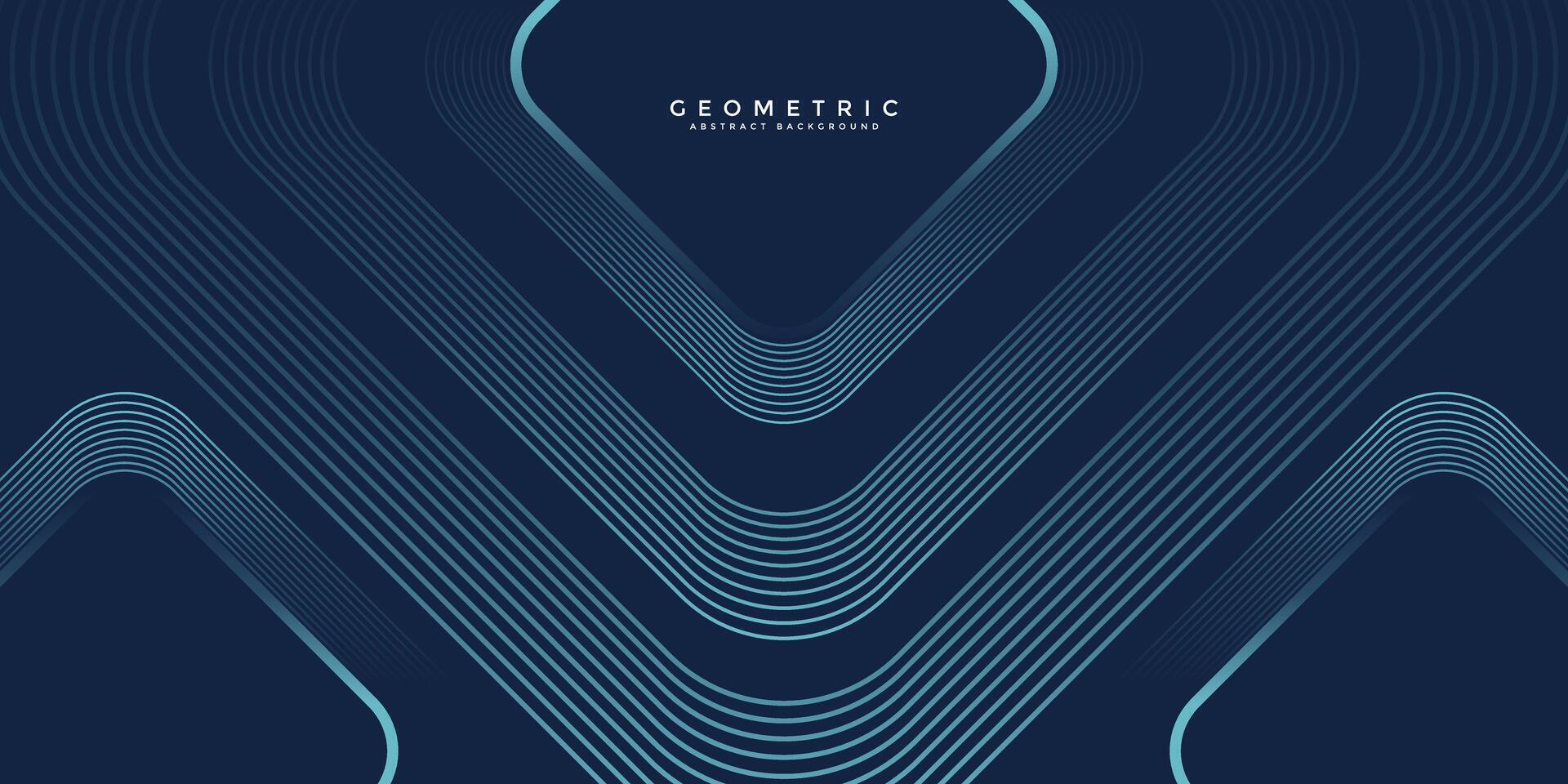 Dark blue abstract background with glowing geometric lines. Modern shiny blue rounded square lines pattern. Elegant graphic design. Futuristic technology concept. illustration vector