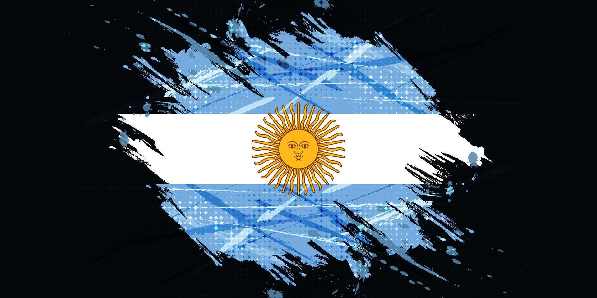 Argentina Flag in Grunge Brush Paint Style with Halftone Effect vector
