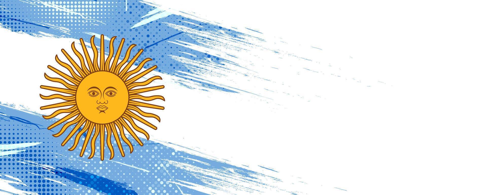 Argentina Flag in Grunge Brush Paint Style with Halftone Effect. Argentinian Flag in Grunge Concept vector