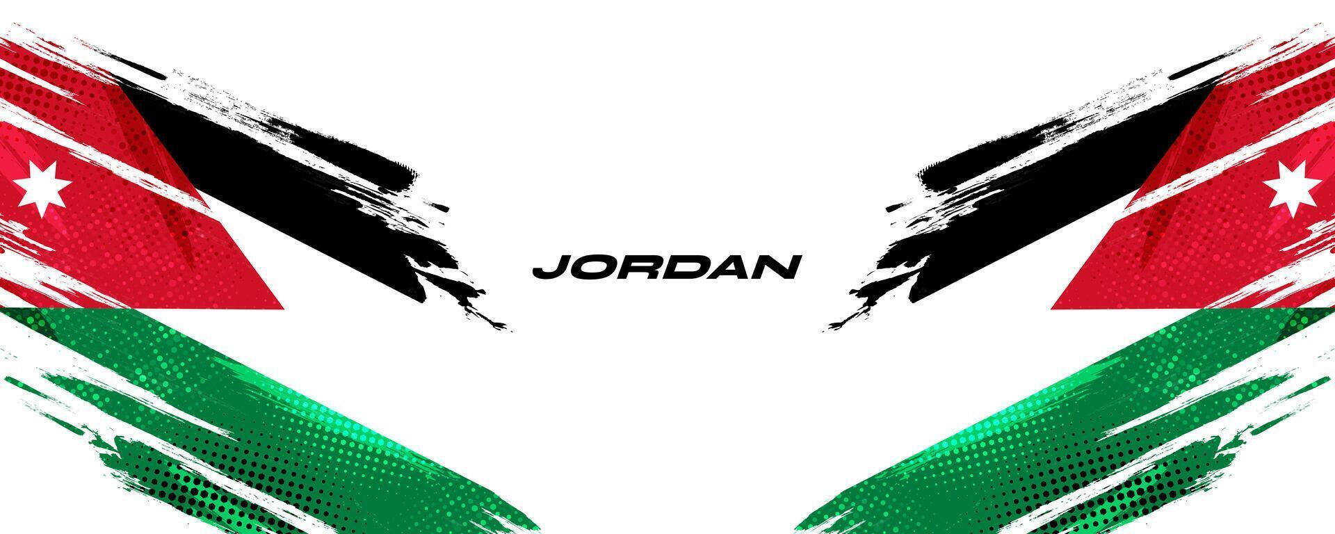 Jordan Flag in Brush Paint Style with Halftone Effect. National Flag of Jordan with Grunge Brush Concept vector