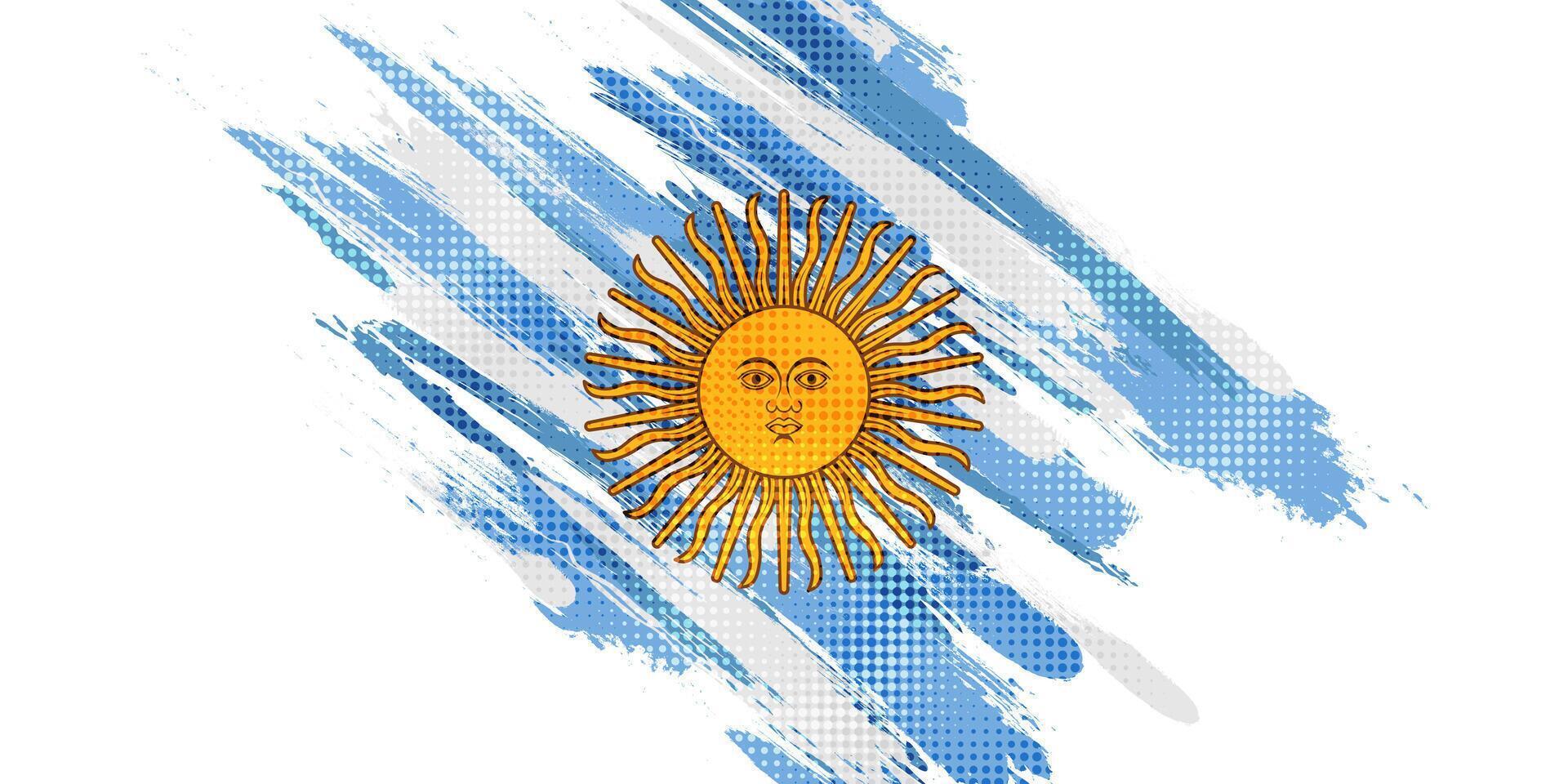 Argentina Flag in Grunge Brush Paint Style with Halftone Effect. Argentinian Flag in Grunge Concept vector