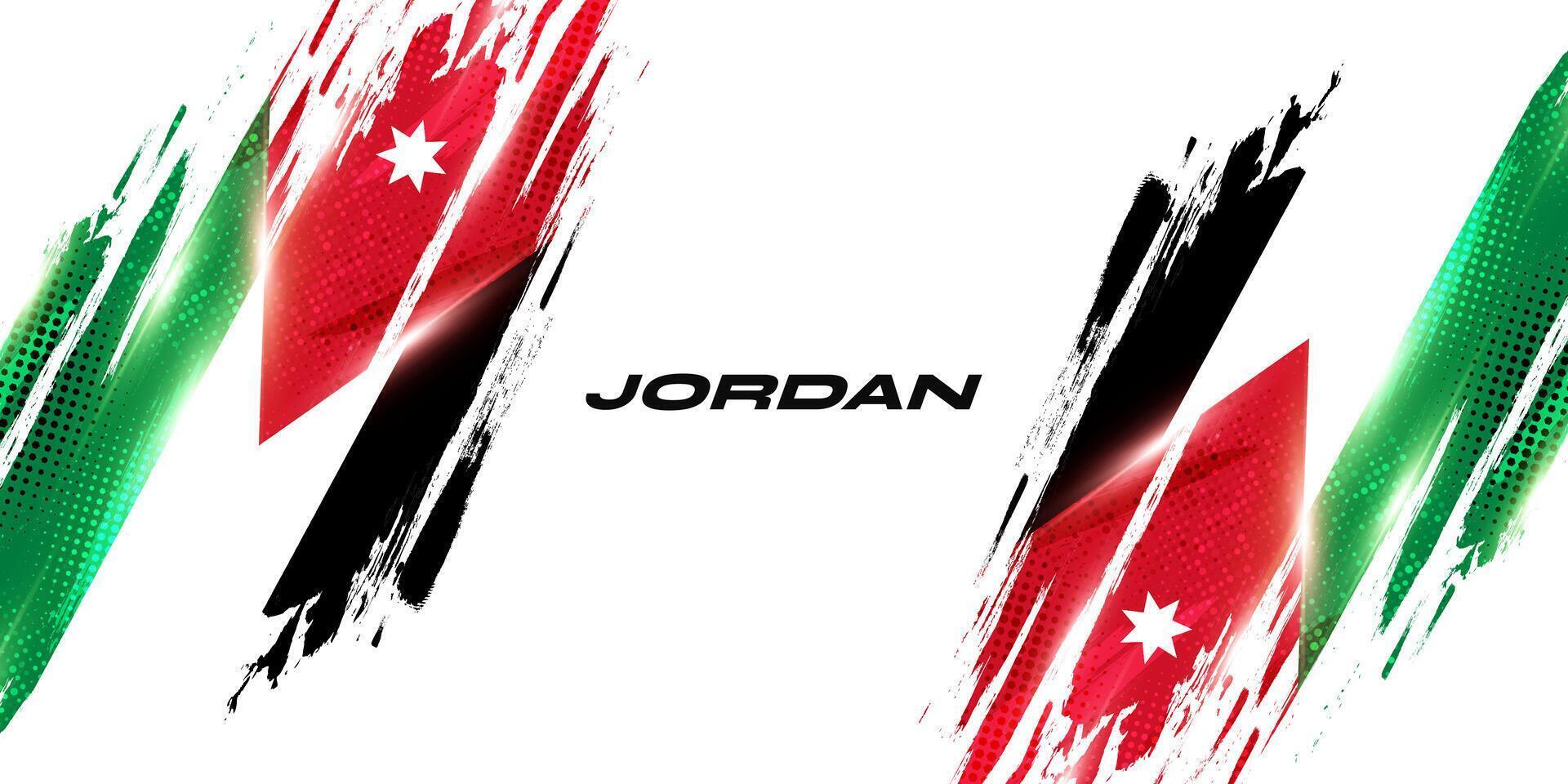 Jordan Flag in Brush Paint Style with Halftone Effect. National Flag of Jordan with Grunge Brush Concept vector