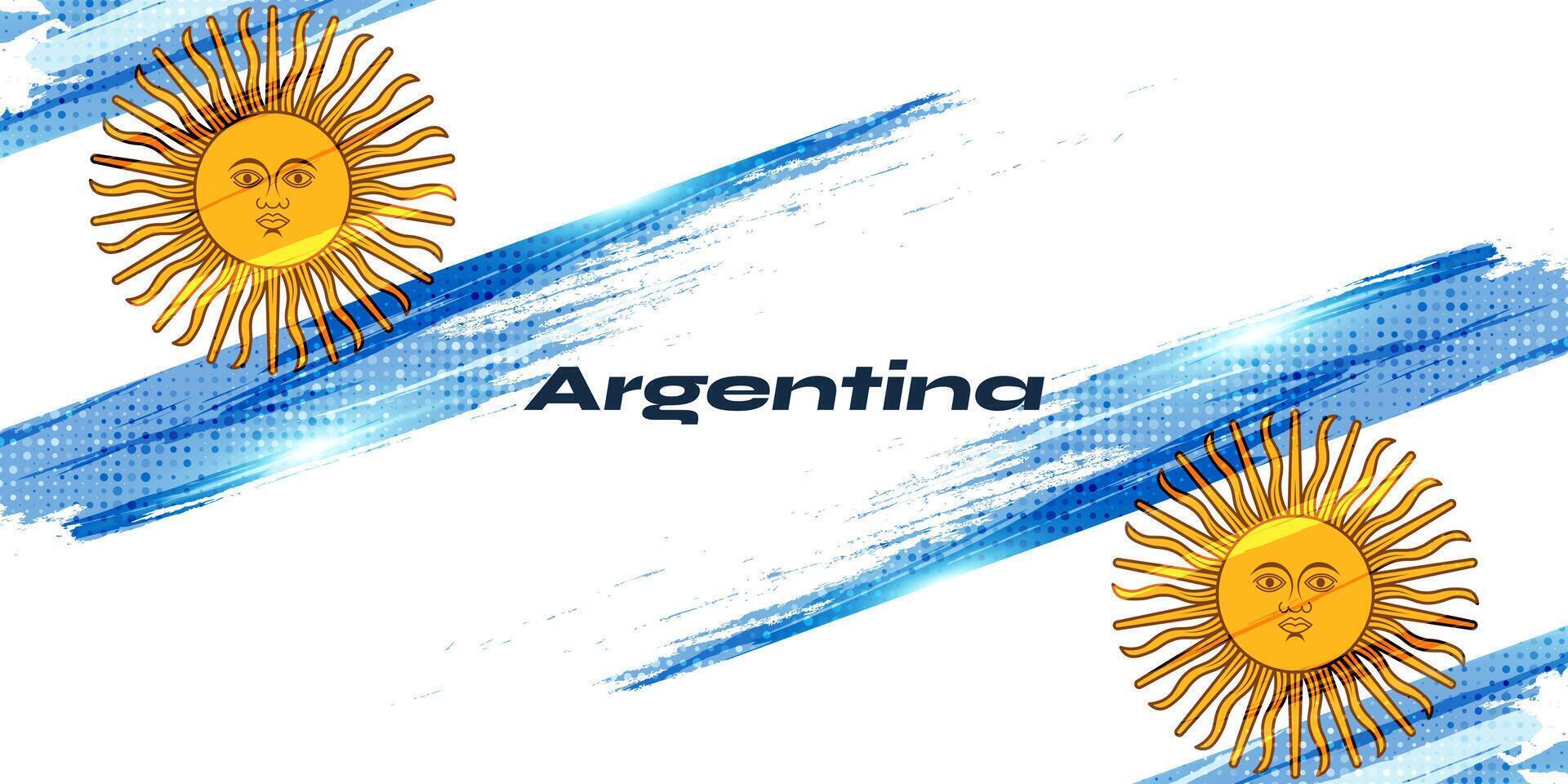 argentina bandera en grunge cepillo pintar estilo con trama de semitonos y brillante ligero efectos argentino bandera en grunge concepto vector