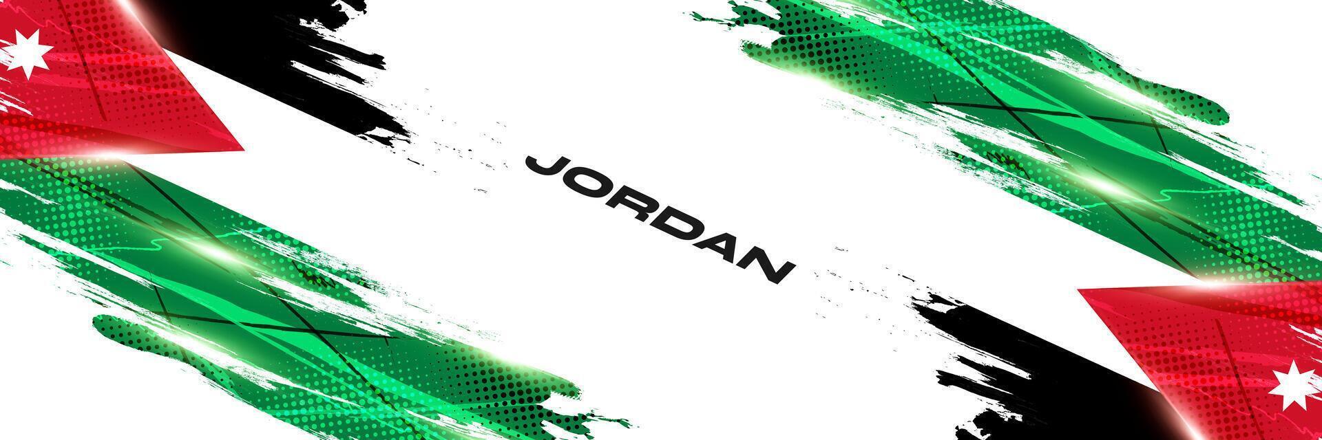 Jordan Flag in Brush Paint Style with Halftone Effect. National Flag of Jordan with Grunge Brush Concept vector