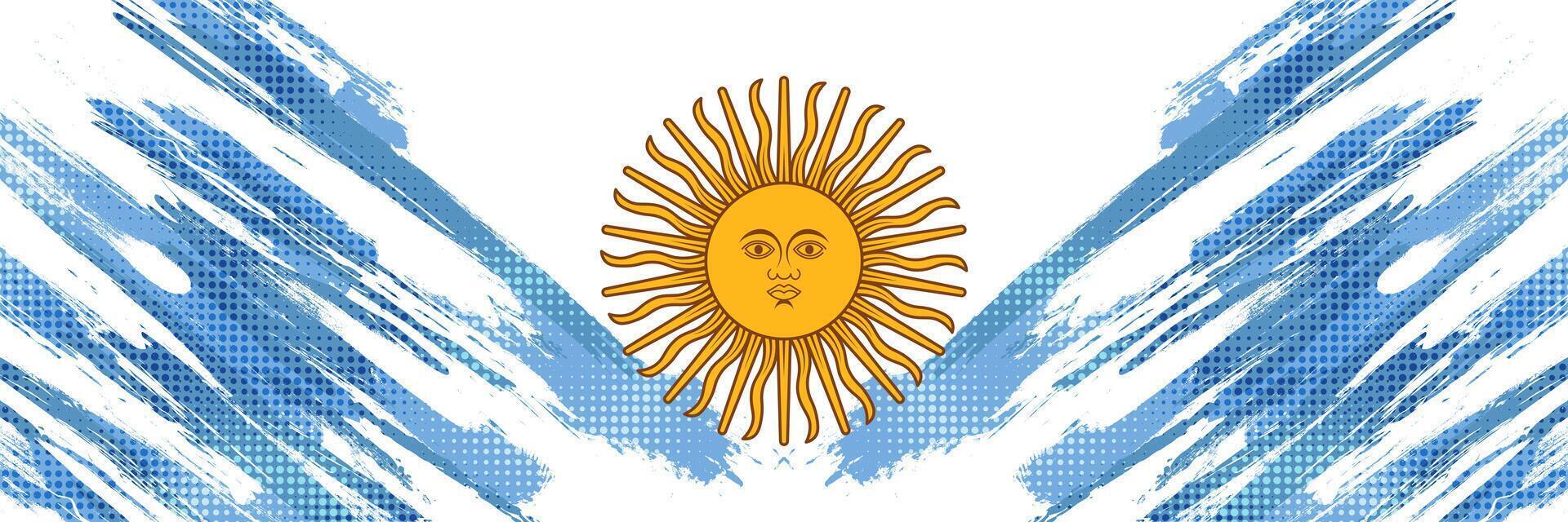 Argentina Flag in Grunge Brush Paint Style with Halftone Effect. Argentinian Flag in Grunge Concept vector