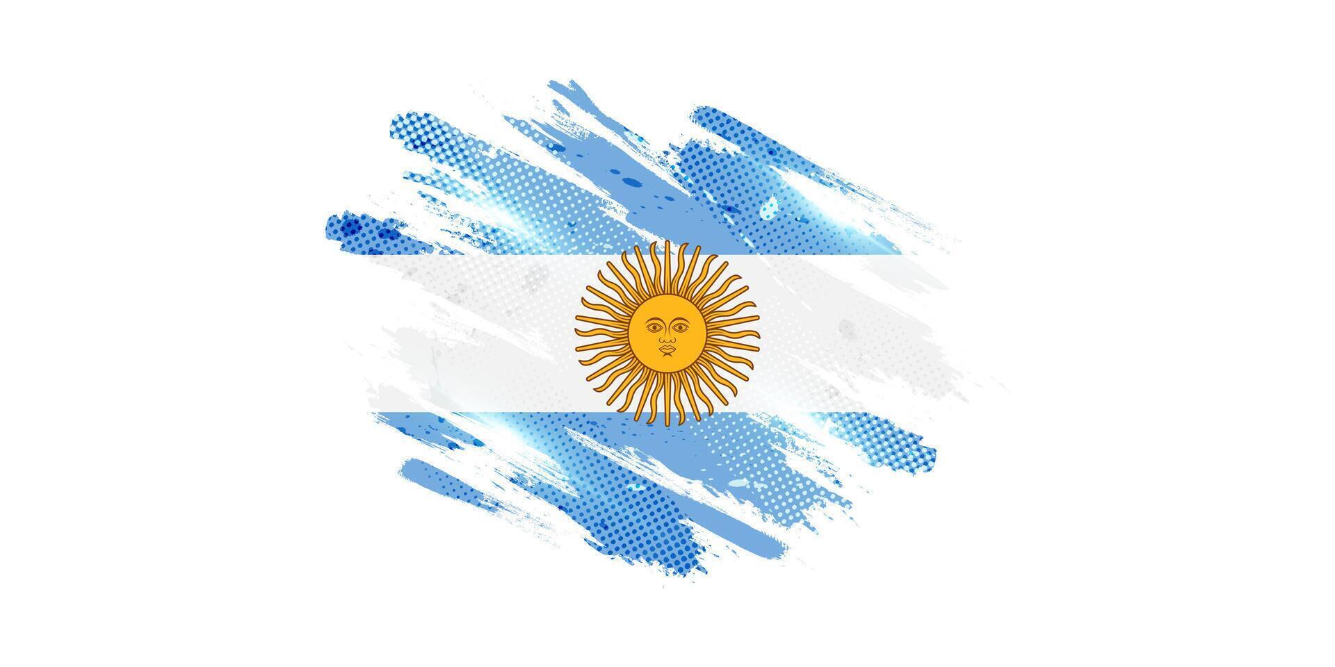 Argentina Flag in Grunge Brush Paint Style with Halftone Effect. Argentinian Flag in Grunge Concept vector