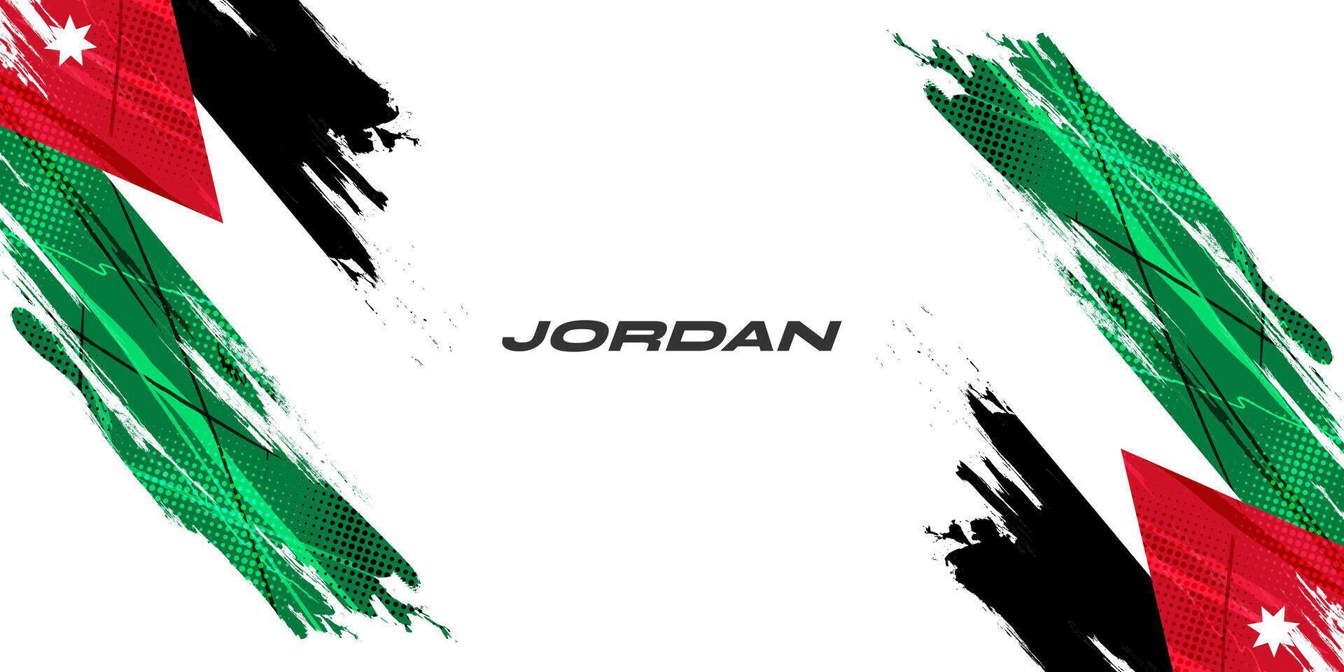 Jordan Flag in Brush Paint Style with Halftone Effect. National Flag of Jordan with Grunge Brush Concept vector