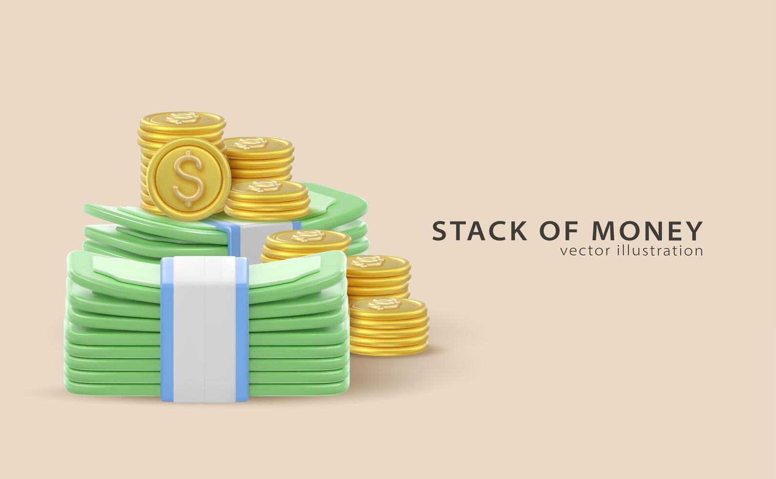 3d icon money, bank banknotes vector