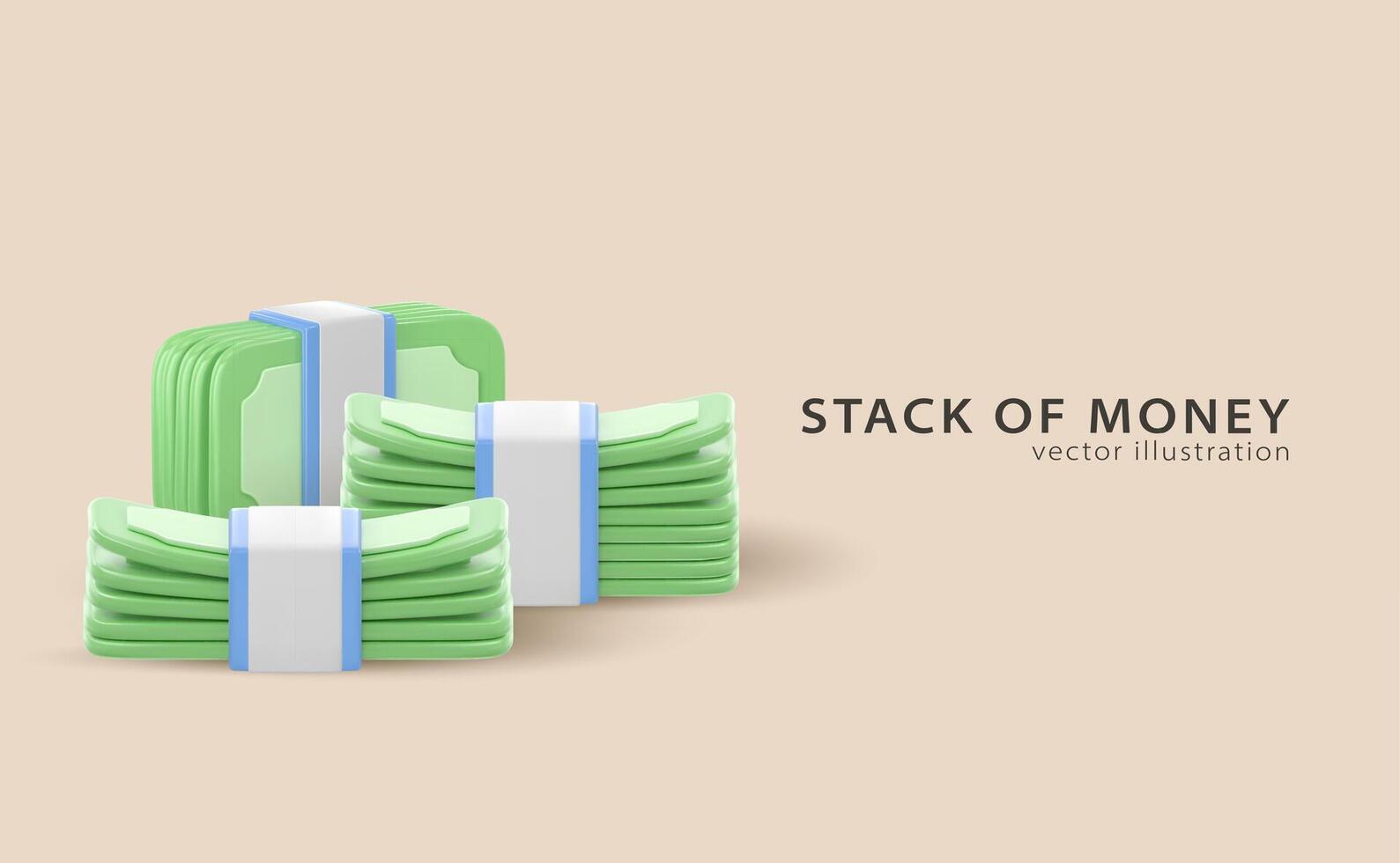 3d icon money, bank banknotes vector