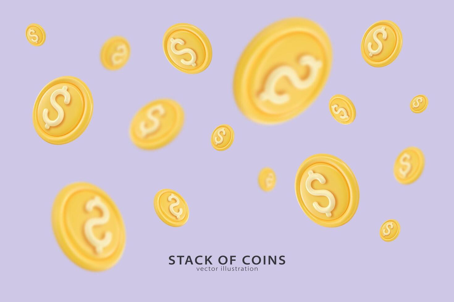 3D Token Coin Icons vector