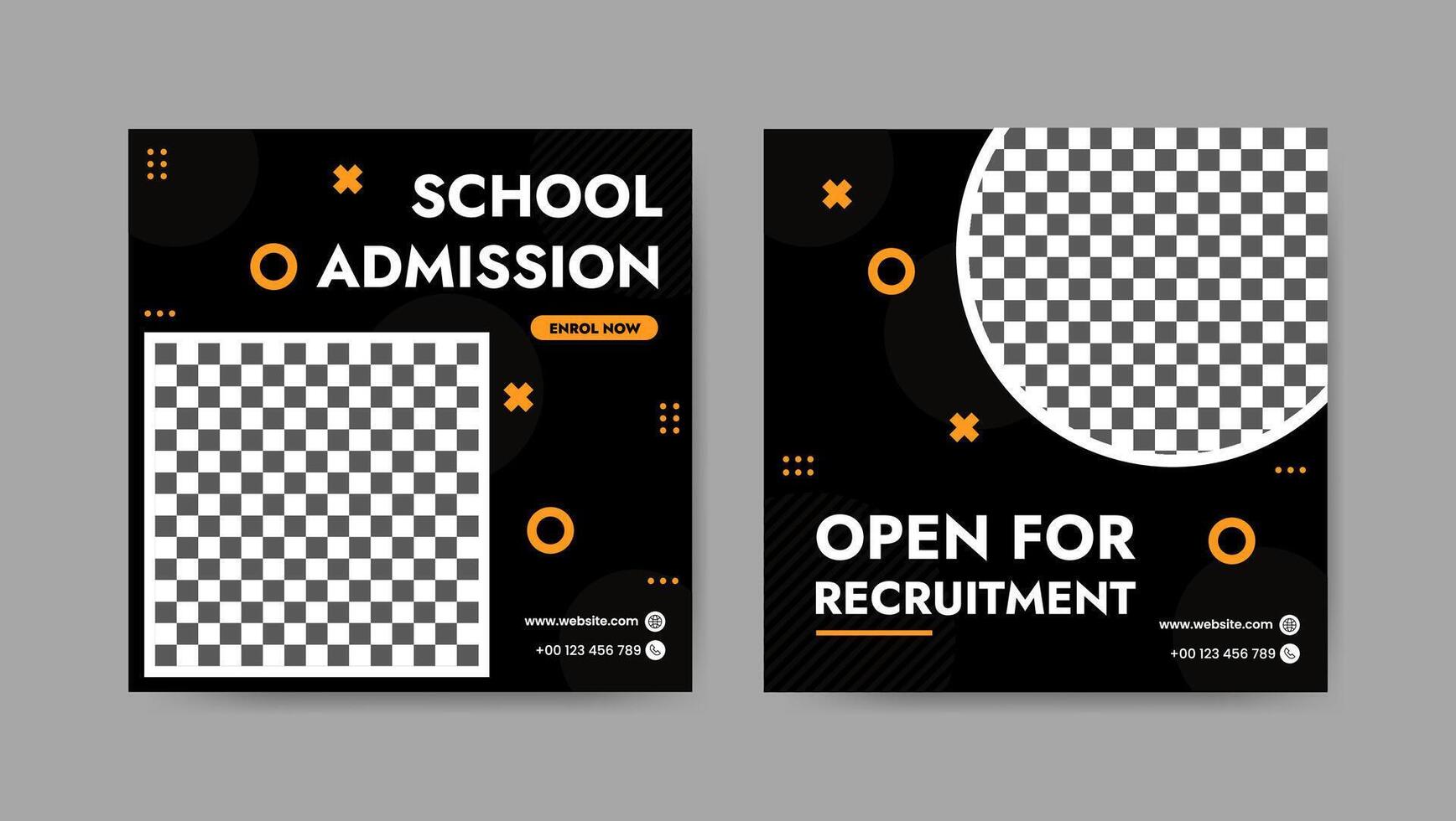 Collection of trendy school admissions, professional social media post templates. Square banner design background. vector