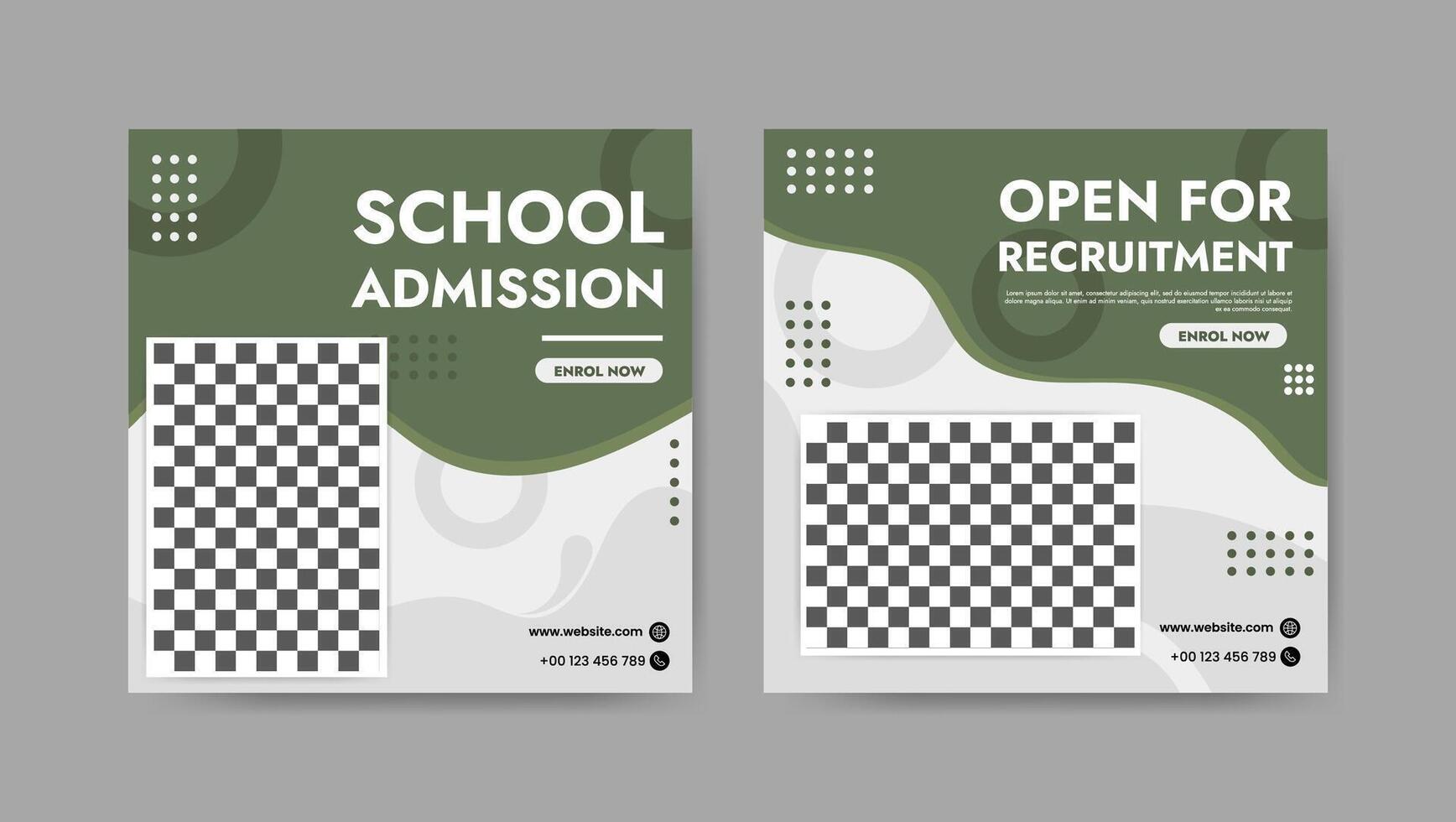 Collection of trendy school admissions and educational social media post templates. Square banner design background. vector