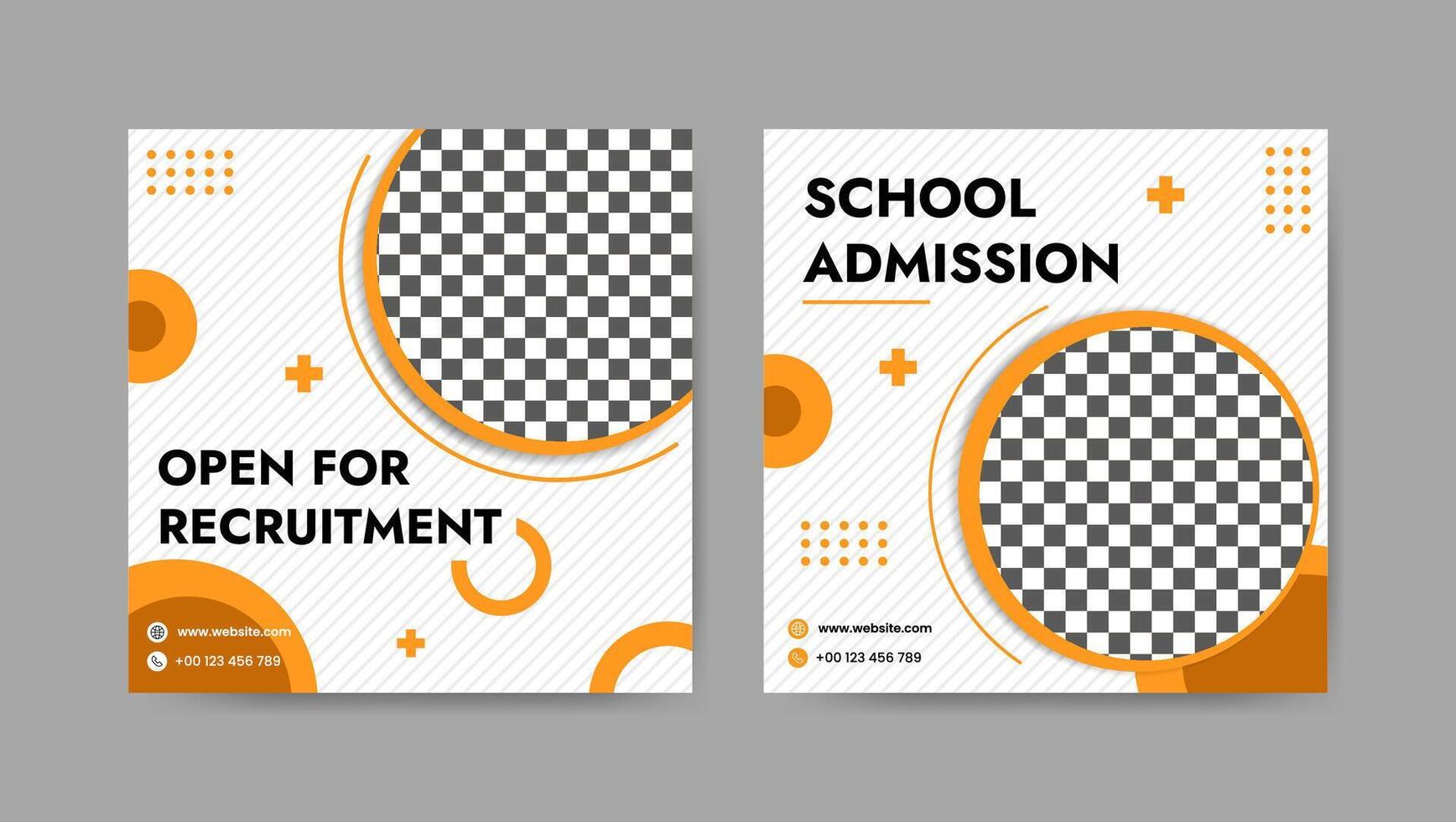 Collection of trendy school admissions, professional medical social media post templates. Square banner design background. vector