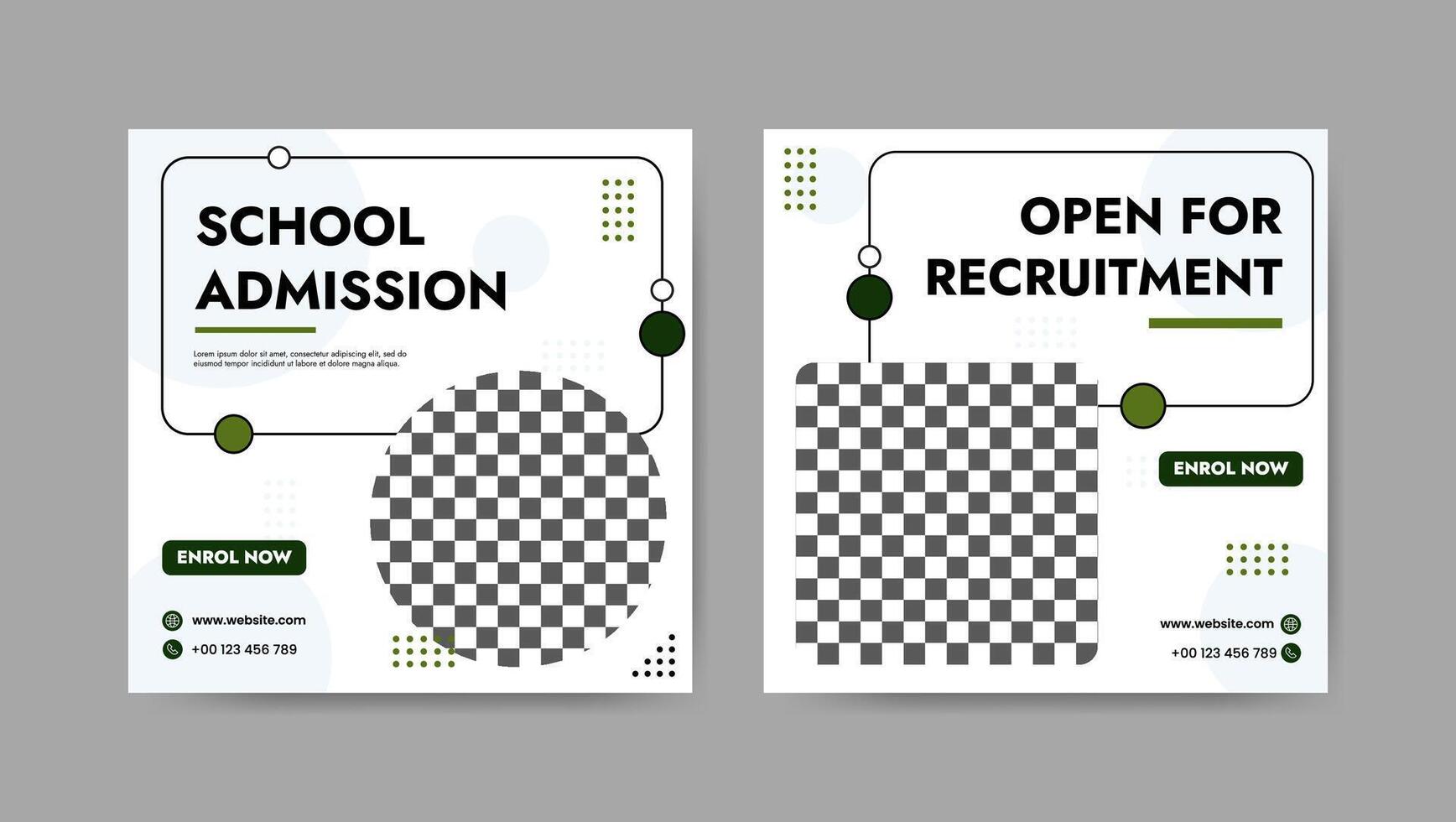 Collection of trendy school admissions, professional social media post templates. Square banner design background. vector