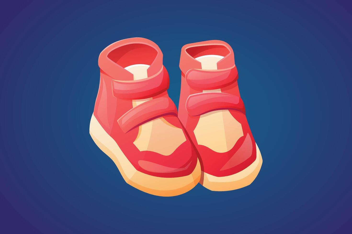 A pair of red children's boots or sneakers with Velcro. isolated cartoon illustration of shoes. vector