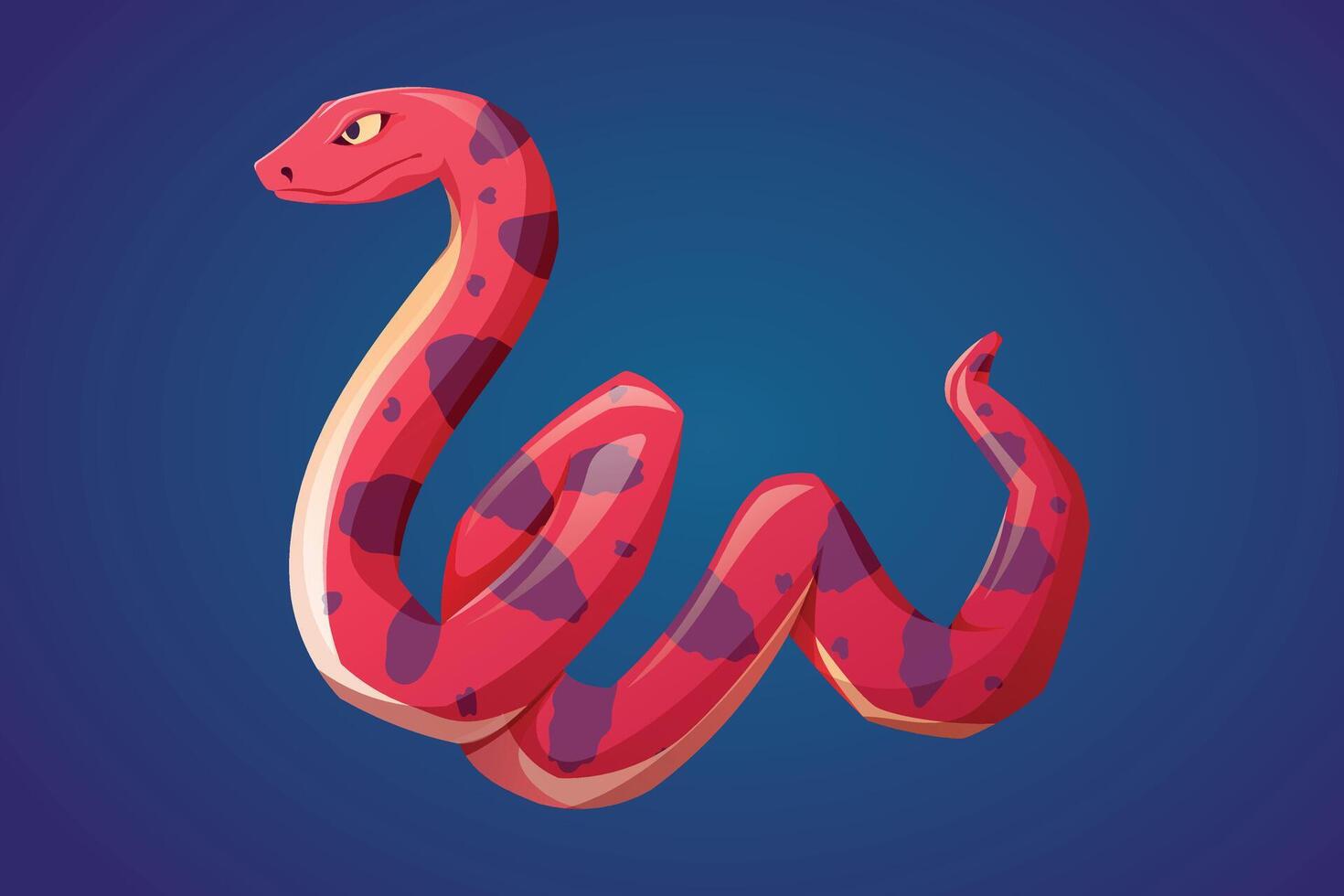 Poisonous dangerous red snake with spots. isolated cartoon reptile. vector