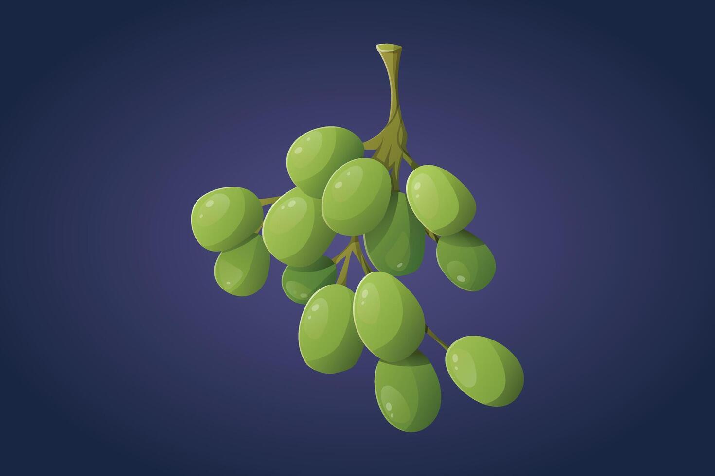 Bunch of sweet green grapes berries. isolated cartoon illustration of fresh delicious fruit. vector