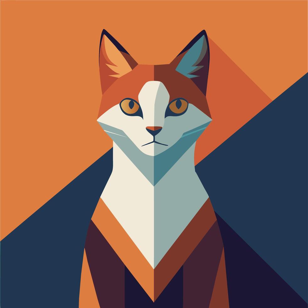 Cute cat design over orange background, illustration. Flat design. vector