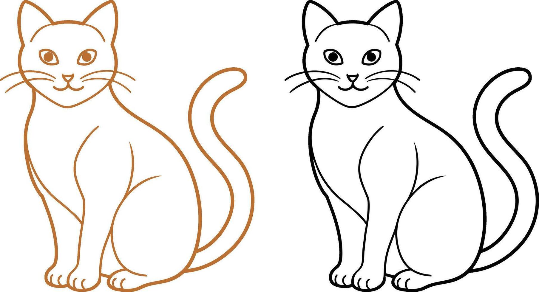 a drawing of a cat and a cat with a line of markings. vector