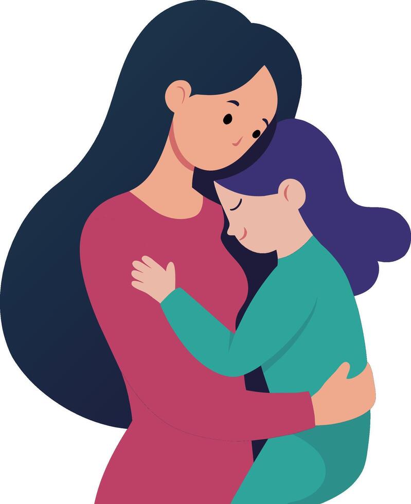 Flat mother and daughter mother's day vector