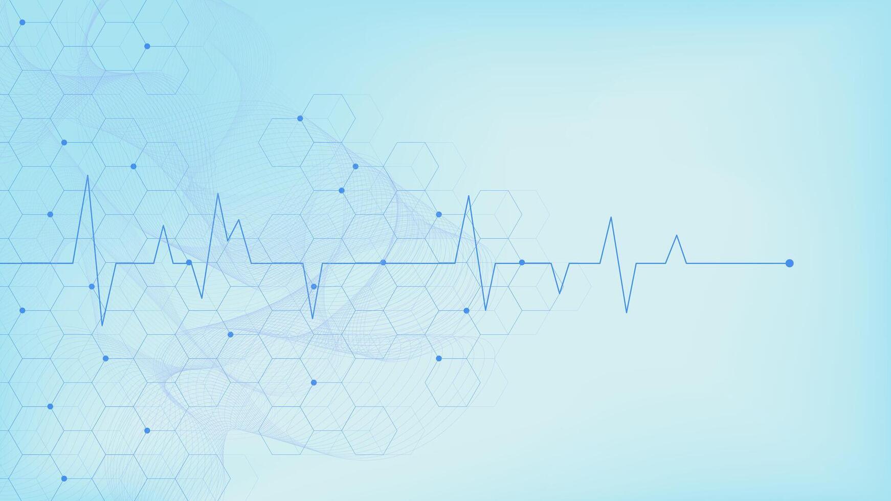 Hexagons shapes with heart beat for healthcare, medical, chemistry and science concept. vector