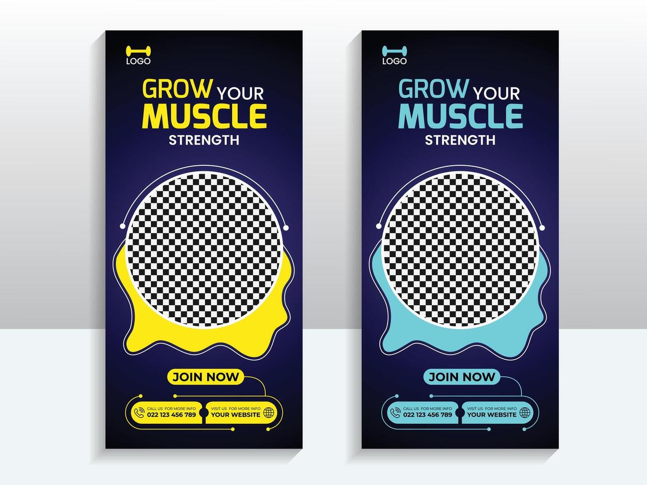 Gym and fitness roll up banner design template vector