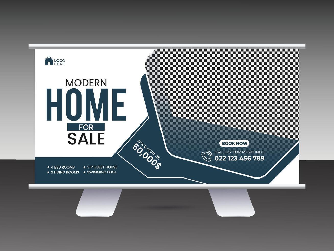 Billboard banner design template for modern Home sale vector