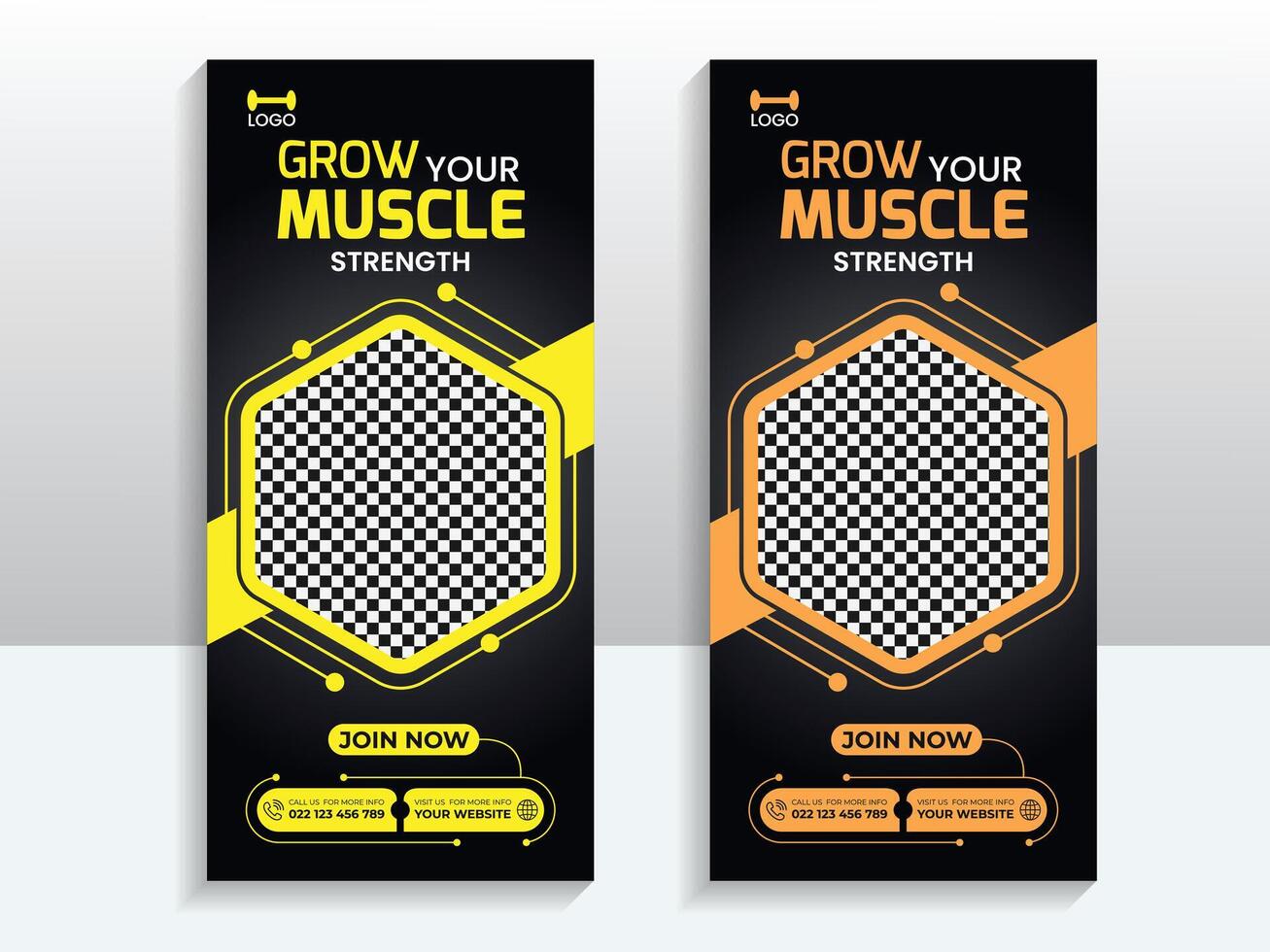 Gym and fitness roll up banner design template vector