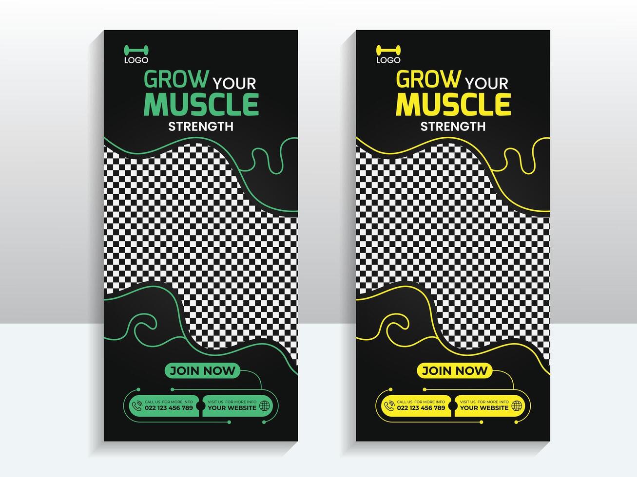 Gym and fitness roll up banner design template vector