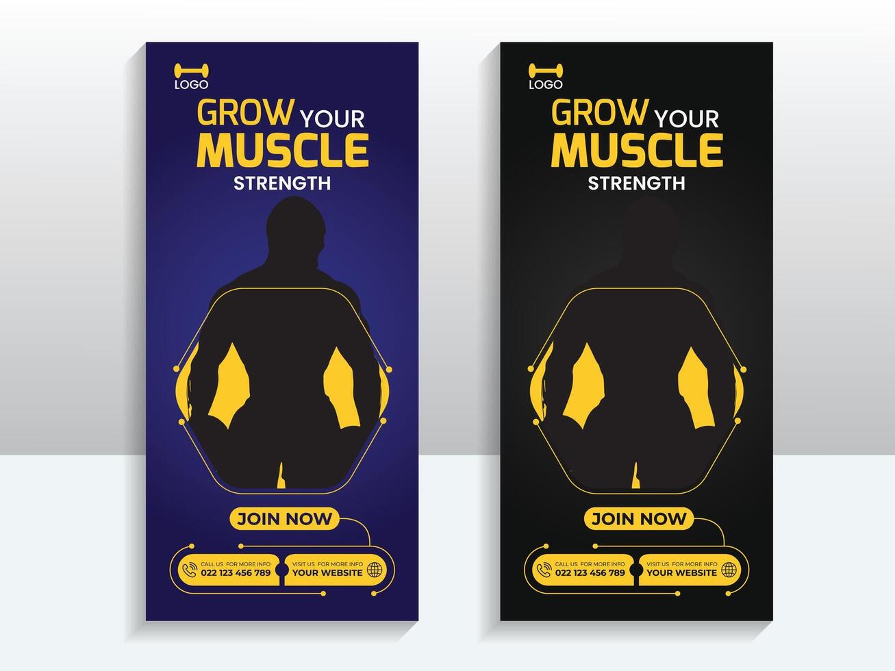 Gym and fitness roll up banner design template vector