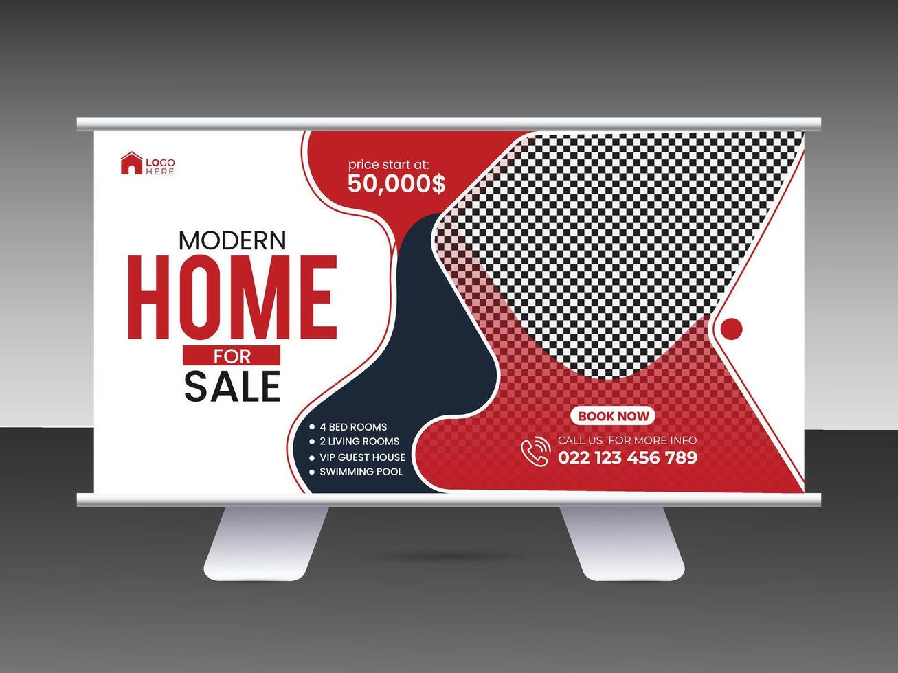 Billboard banner design template for modern Home sale vector