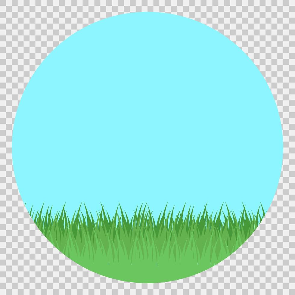 Green Grass With Blue Sky In Round Frame vector