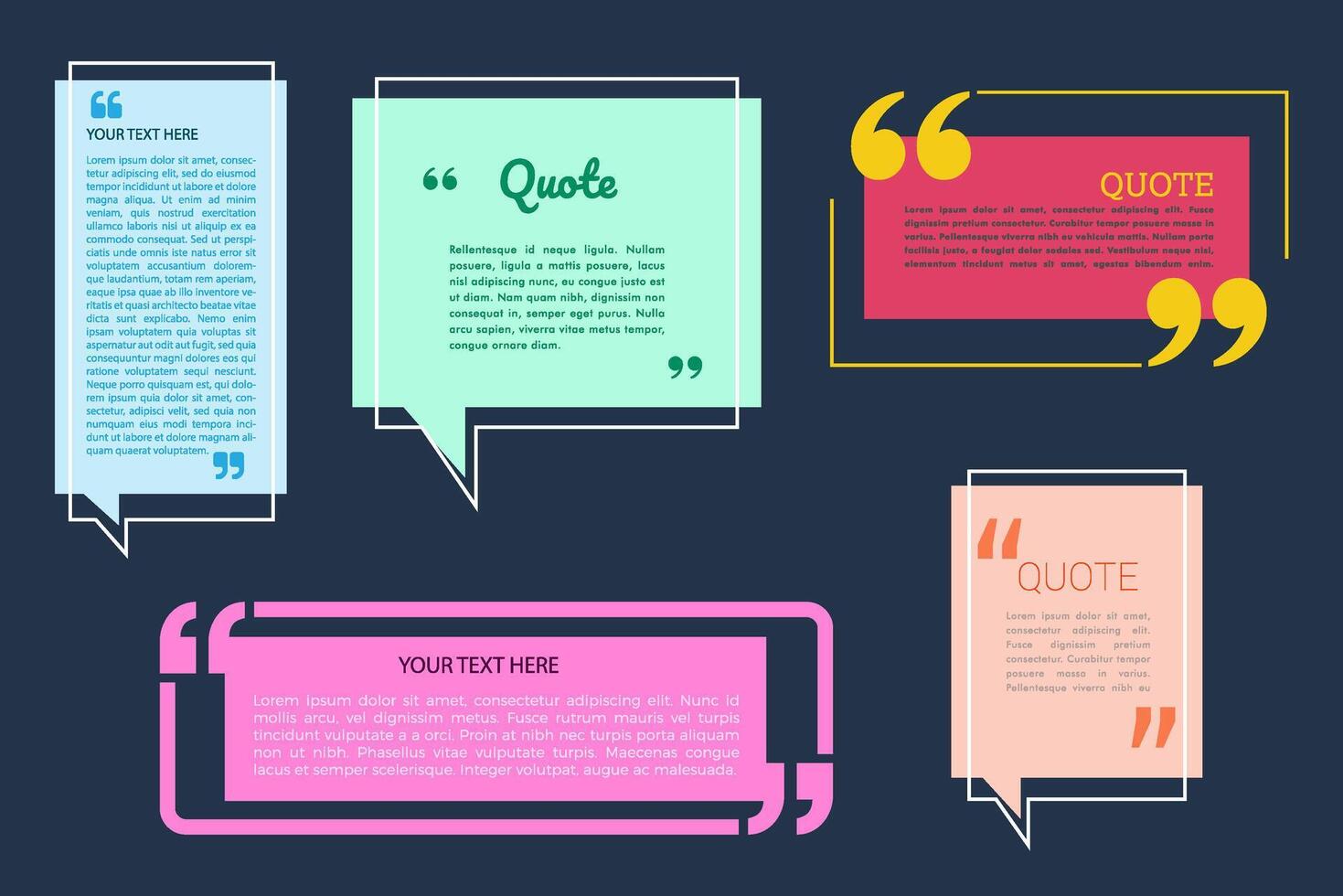 Testimonials Box, Quotation Box, Speech Bubble Template Set vector