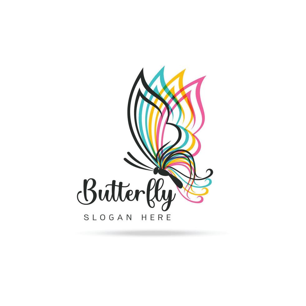 Stylized image of butterfly logo template isolate illustration vector