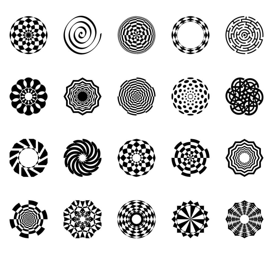 Psychedelic Hypnosis Symbol Set vector