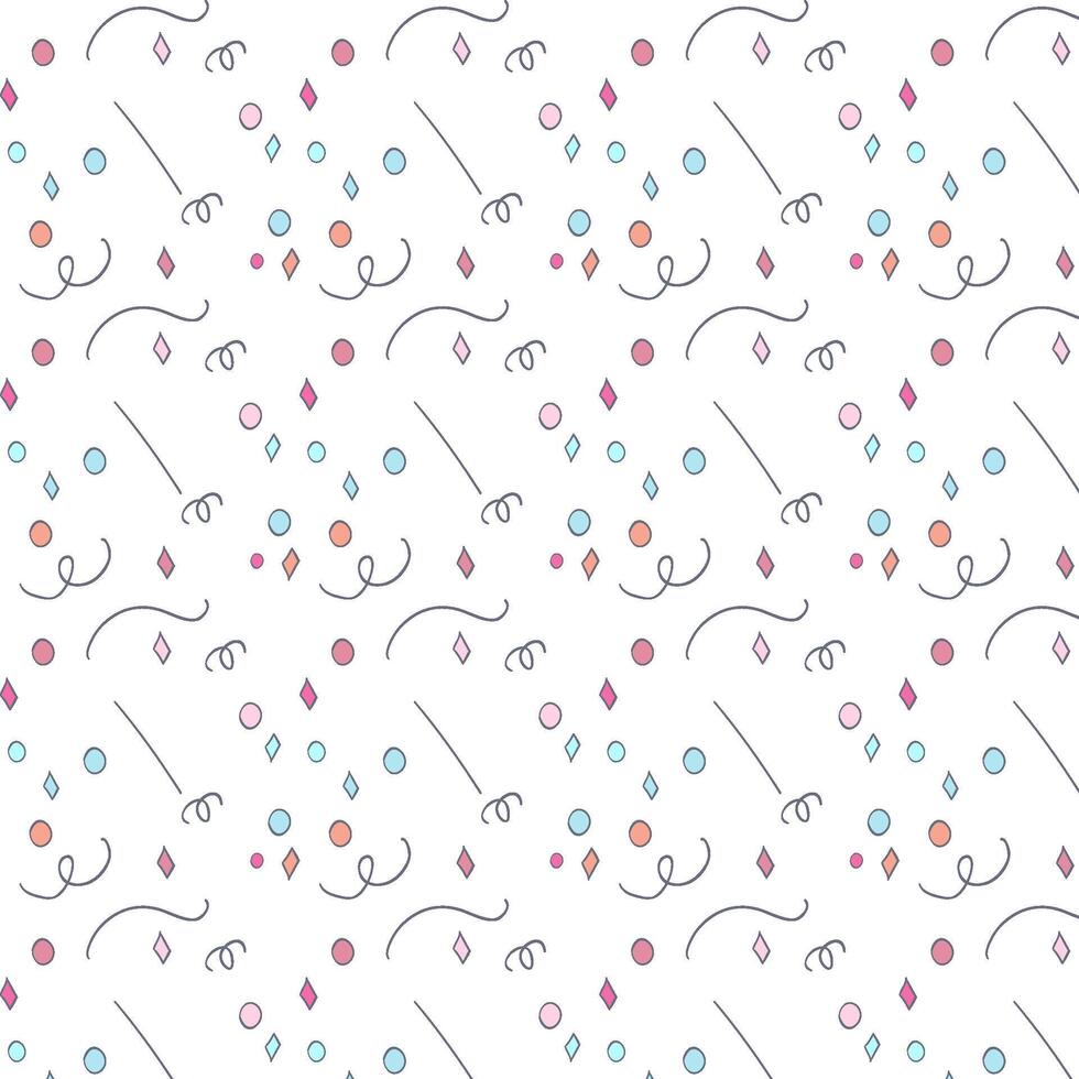 Colorful Shapes Curved Line Doodle Pattern Background vector