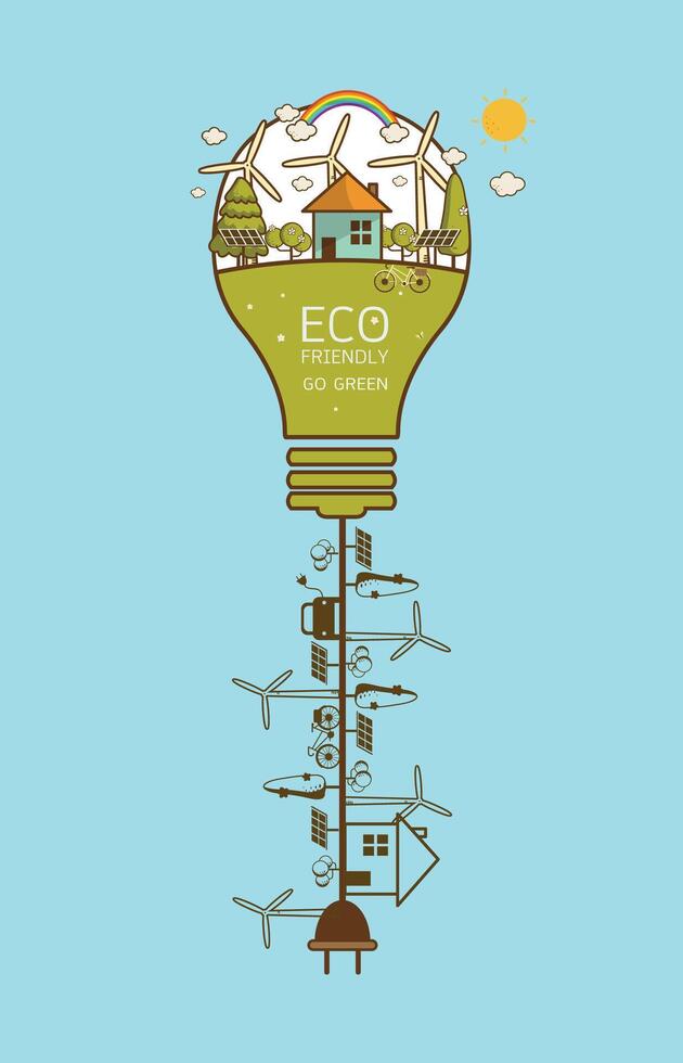 illustration of eco home protection and pollution concept vector