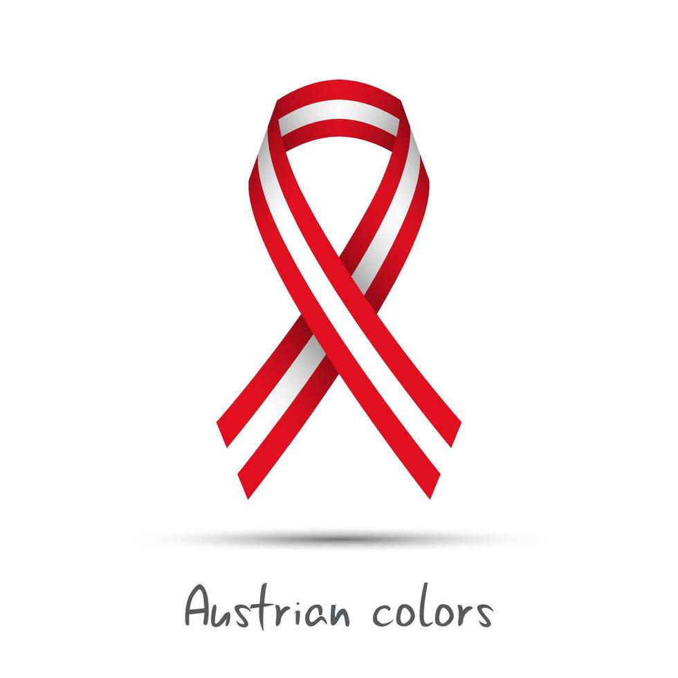 Modern colored ribbon with the Austrian colors isolated on white background, abstract Austrian flag, Made in Austria logo vector