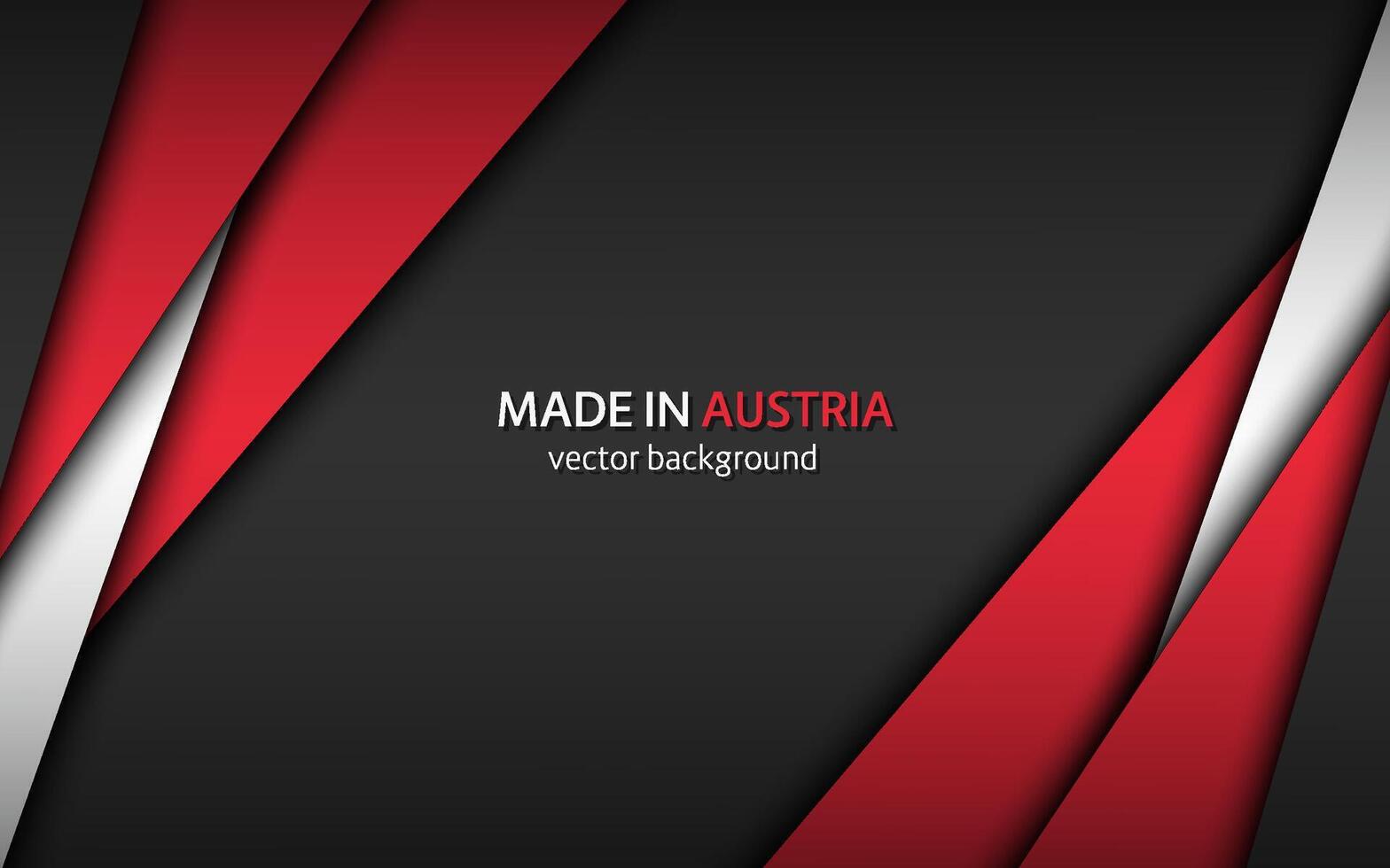 Made in Austria, modern background with Austrian colors and free grey space for your text, overlayed sheets of paper in the look of the Austrian flag, abstract widescreen background vector