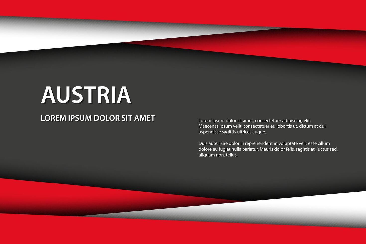 Modern background with Austrian colors and grey free space for your text, overlayed sheets of paper in the look of the Austrian flag, Made in Austria vector