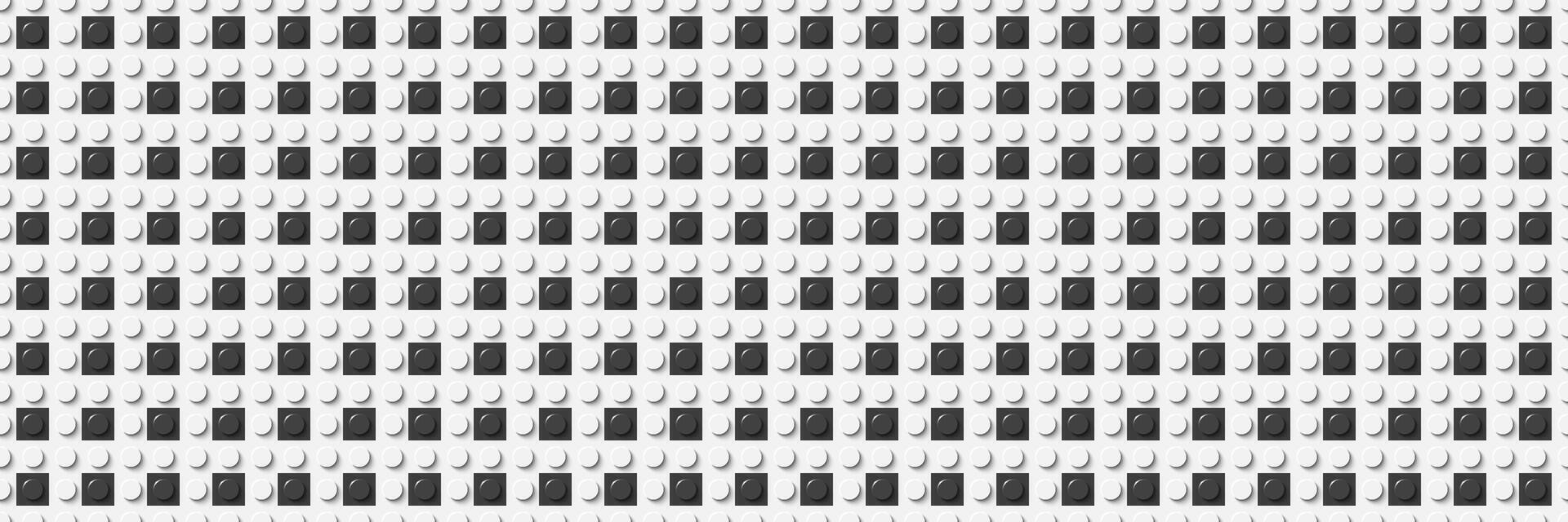 Grey and white plastic construction plate banner. Closeup plastic toy block. Abstract background. Seamless modern pattern vector