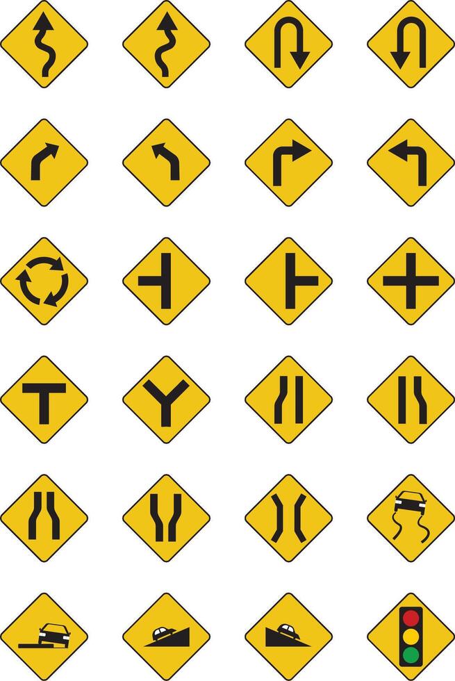 Road signs icon collection set vector