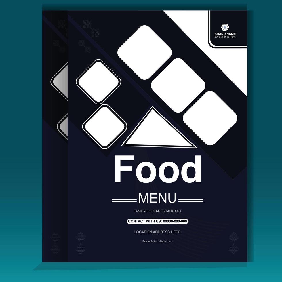 Food menu design template in navy blue color vector