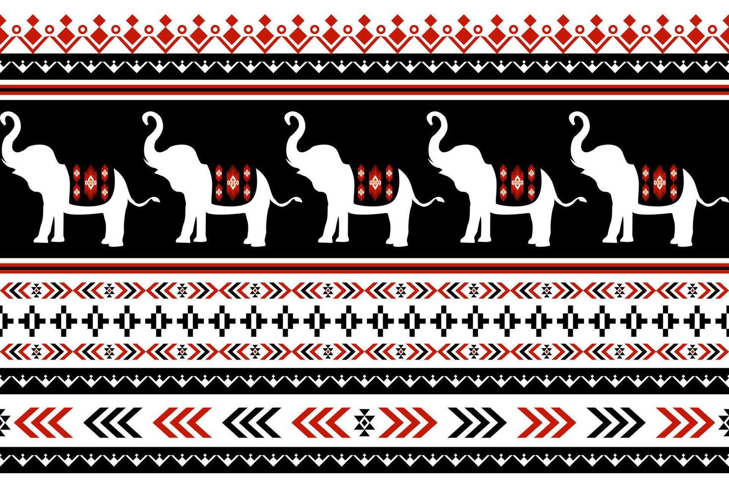 Elephant Thai style seamless pattern. Can be used in fabric design for clothing, textile, wrapping, background, wallpaper, carpet vector