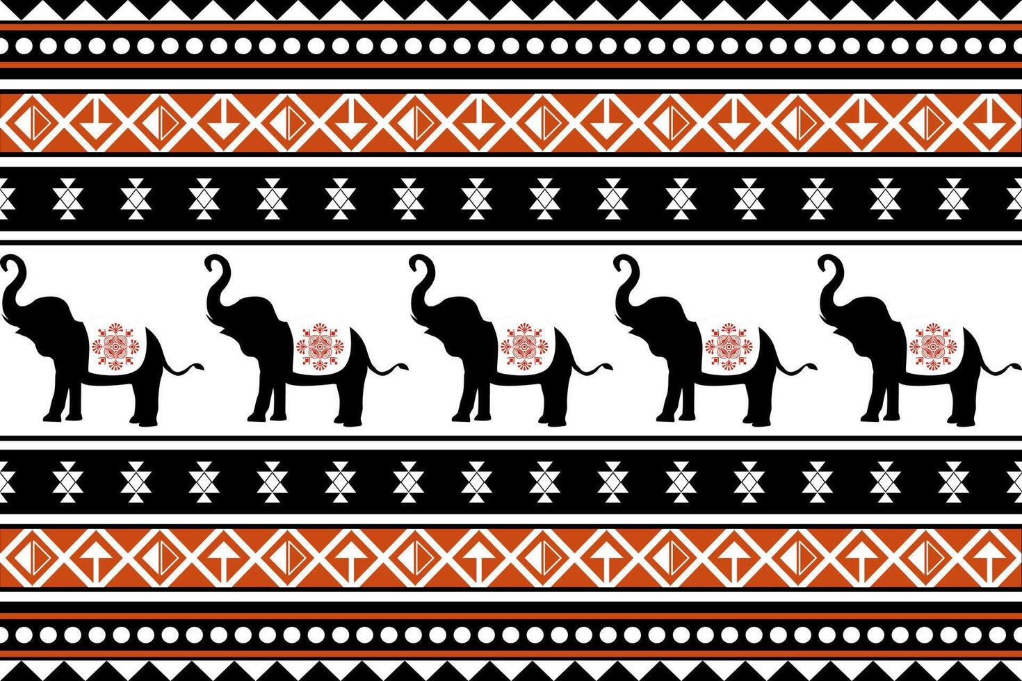 Elephant Thai style seamless pattern. Can be used in fabric design for clothing, textile, wrapping, background, wallpaper, carpet vector