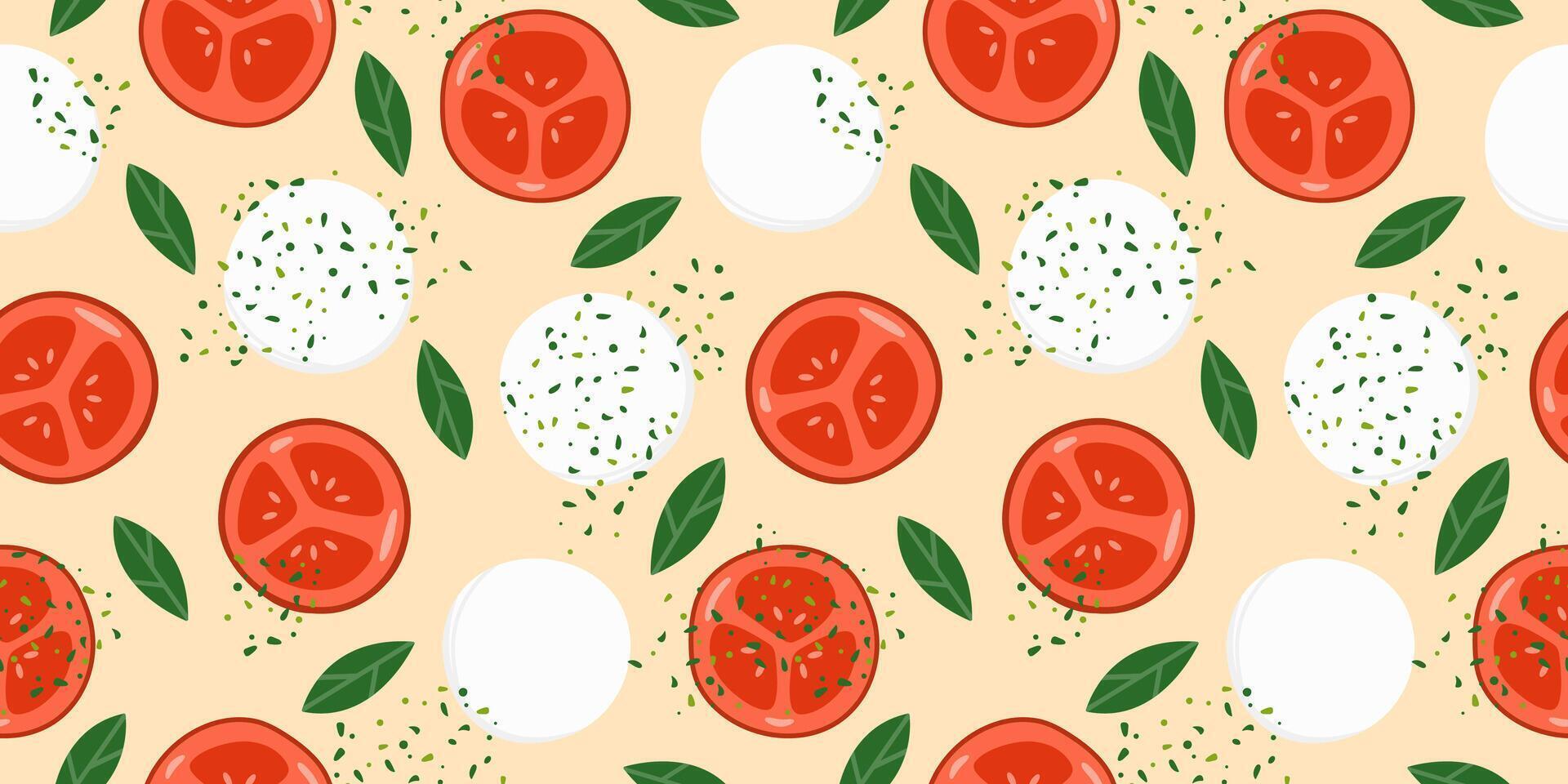 seamless pattern with caprese salad vector